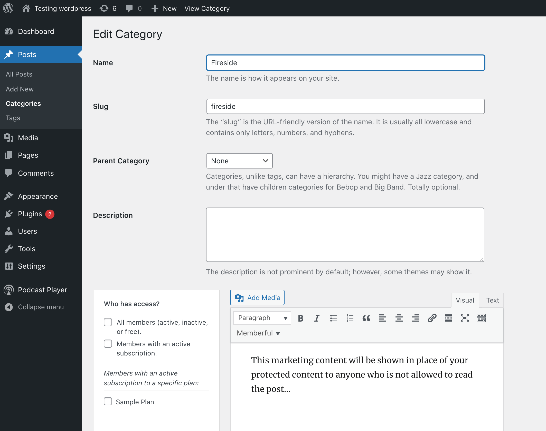 Restrict by category