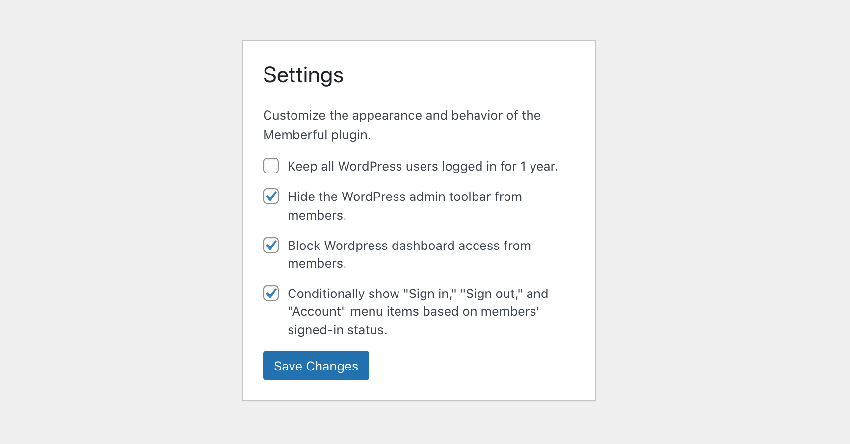 Wordpress settings