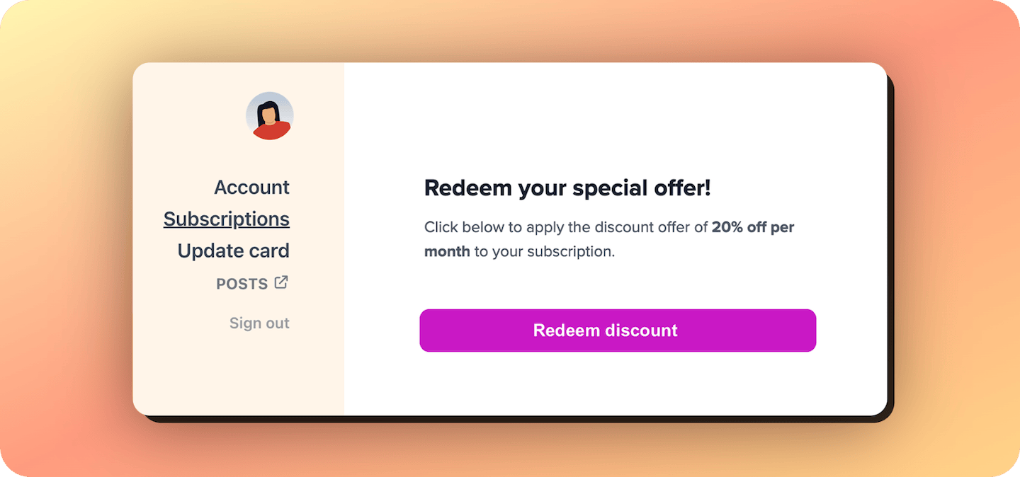 Redeem retention discount