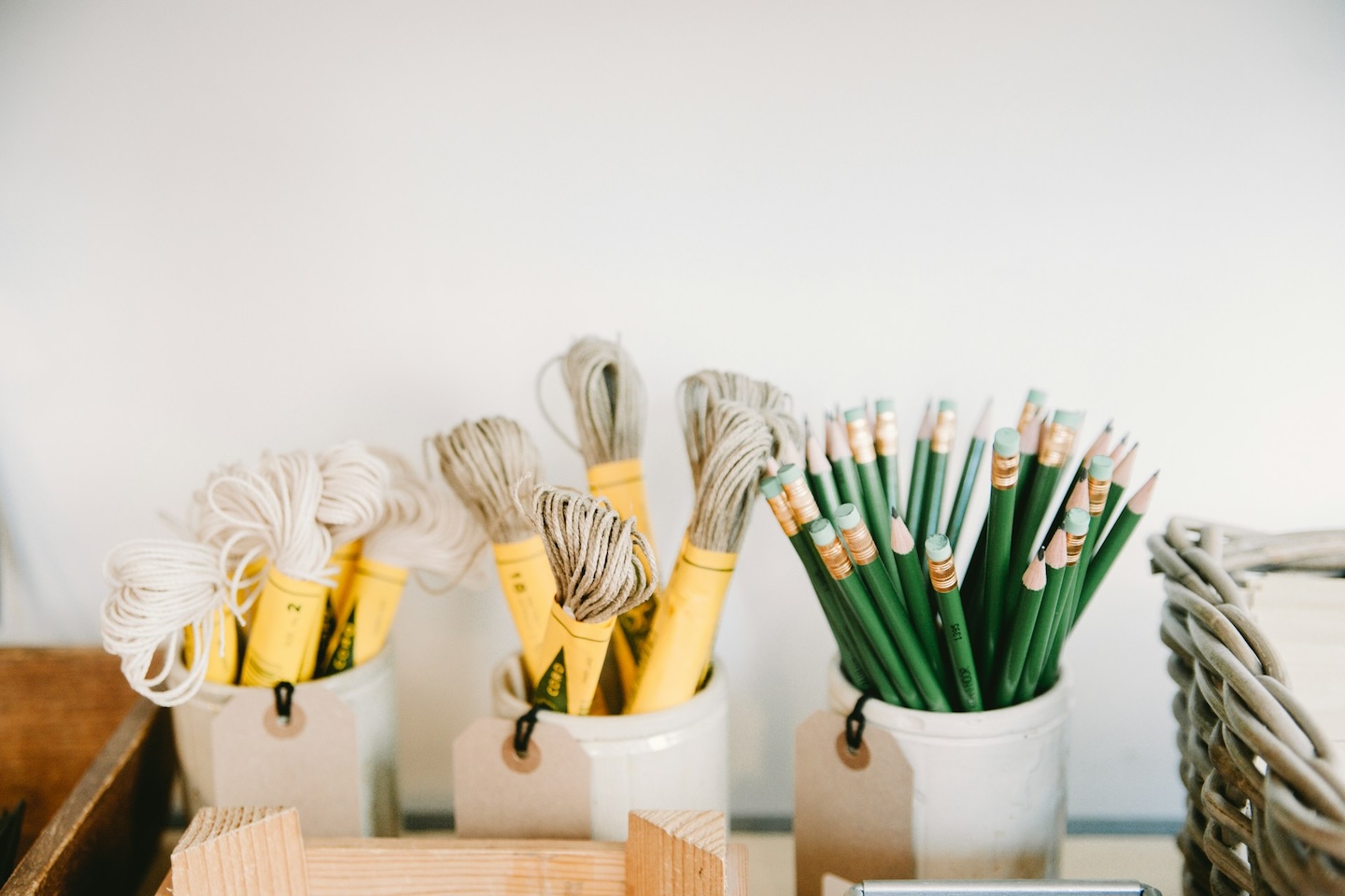 Pencils in white container