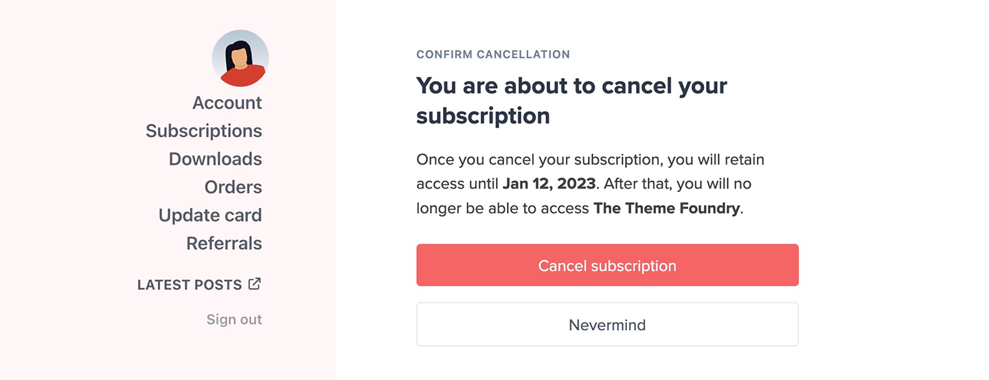 Confirm cancellation