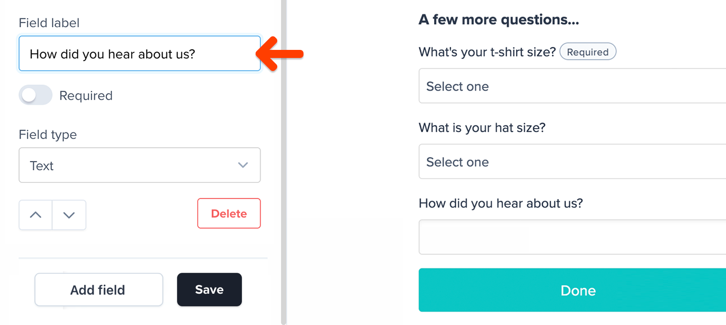 Create a custom field label