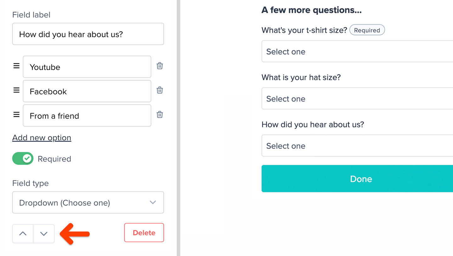 Reorder custom fields