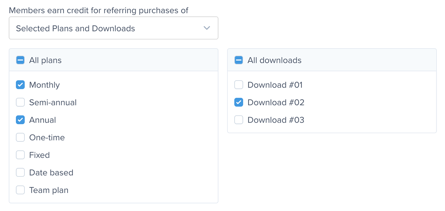 Eligible plans and downloads for referrals