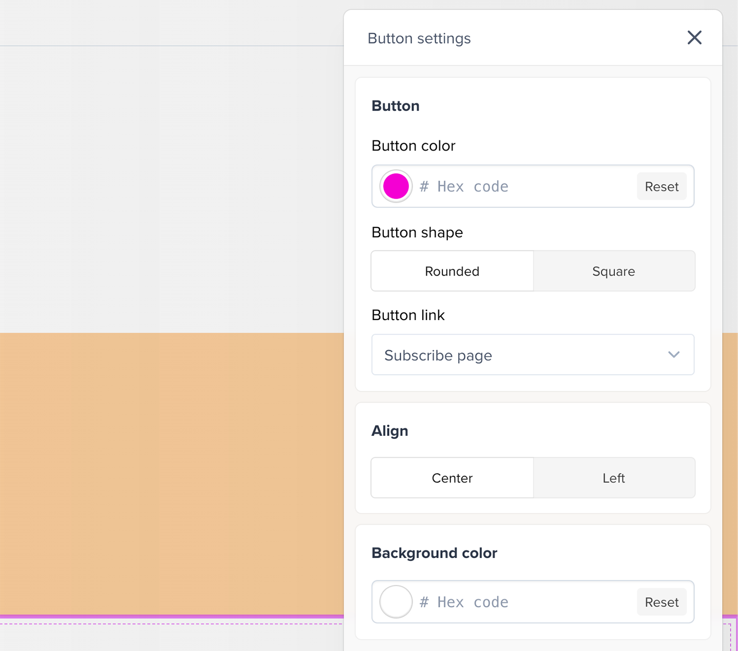 Button block settings