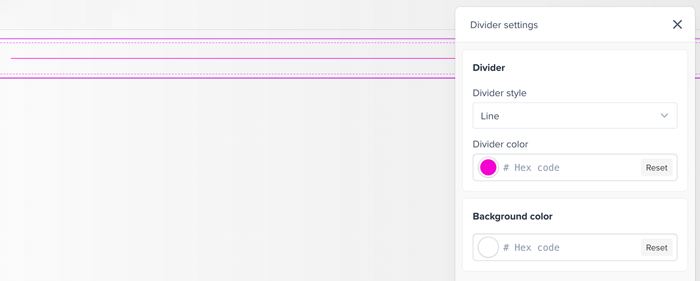 Divider block settings