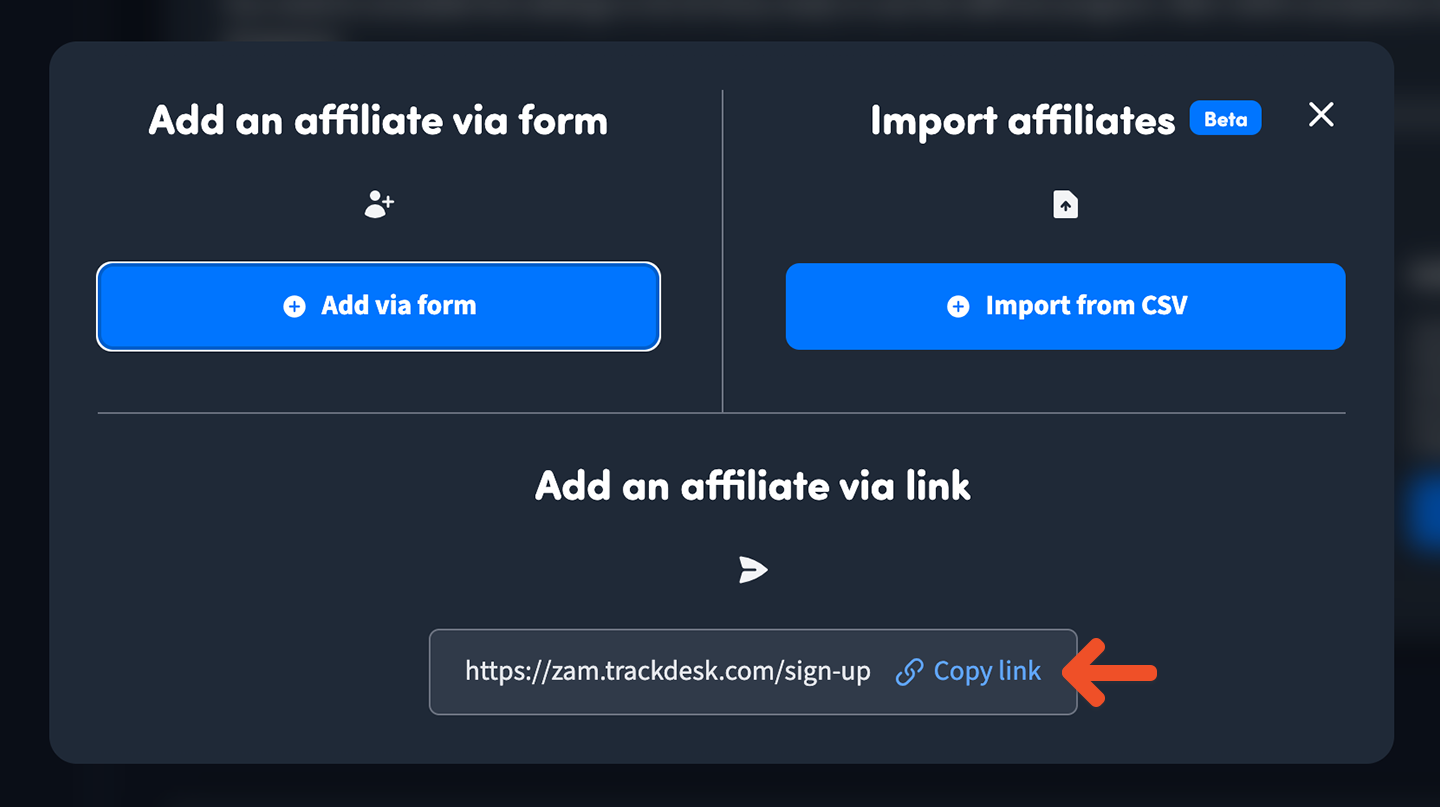 Trackdesk affiliate invite link