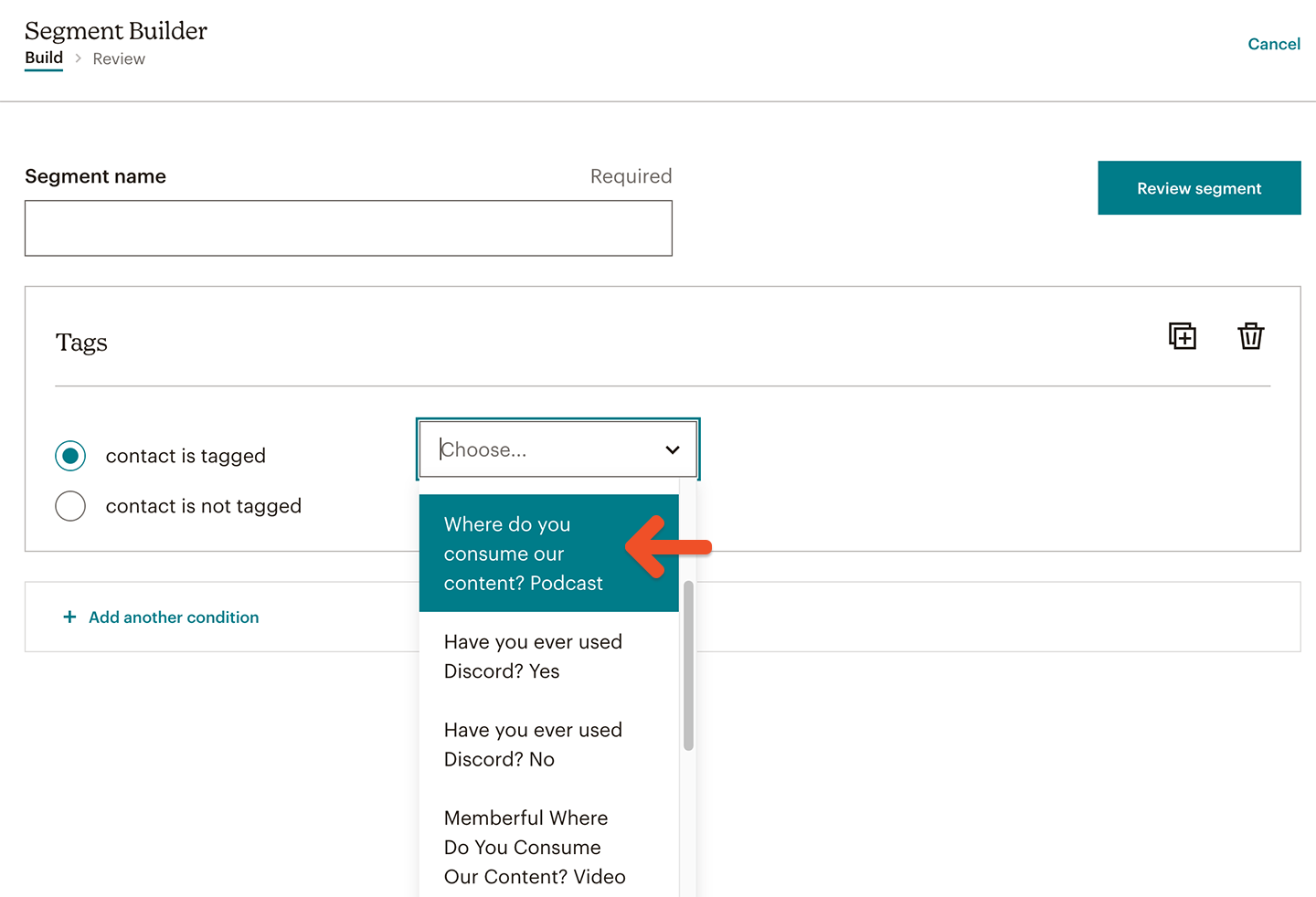 Segment with custom fields on Mailchimp