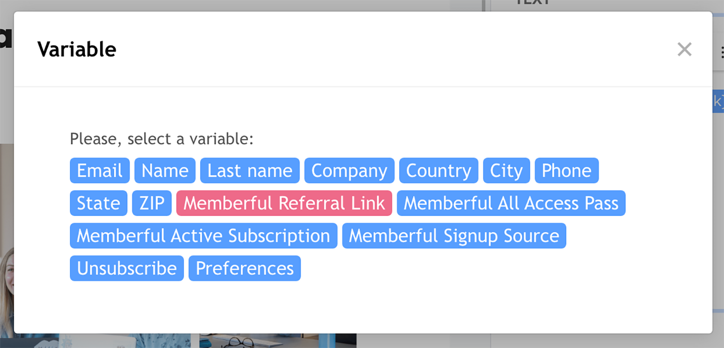 MailerLite referral link variable