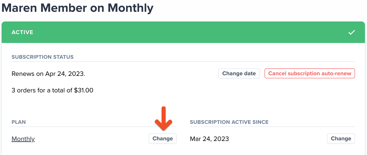 Change the member's plan