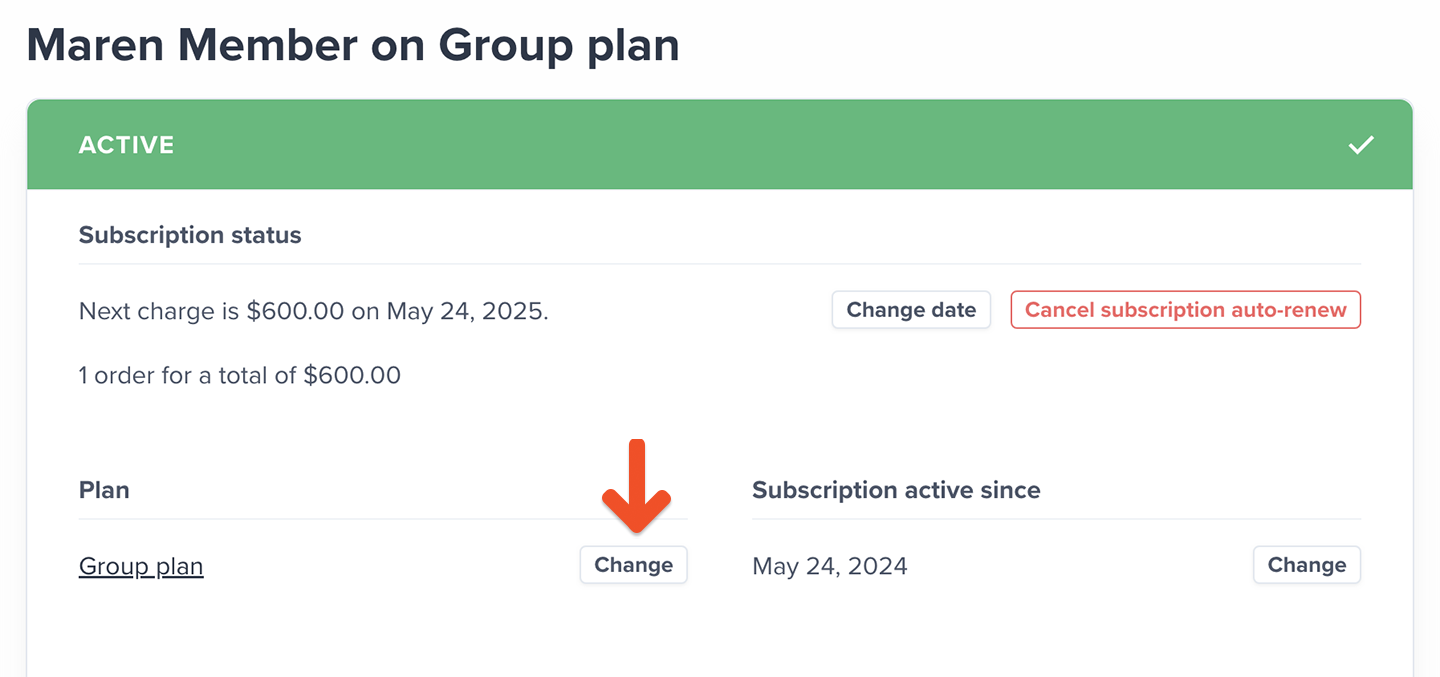 Change the member's plan