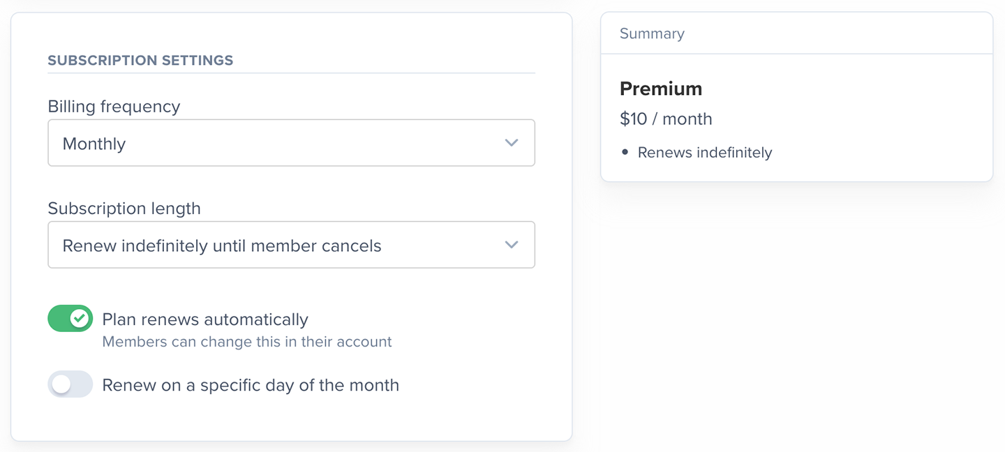 Billing frequency and subscription length