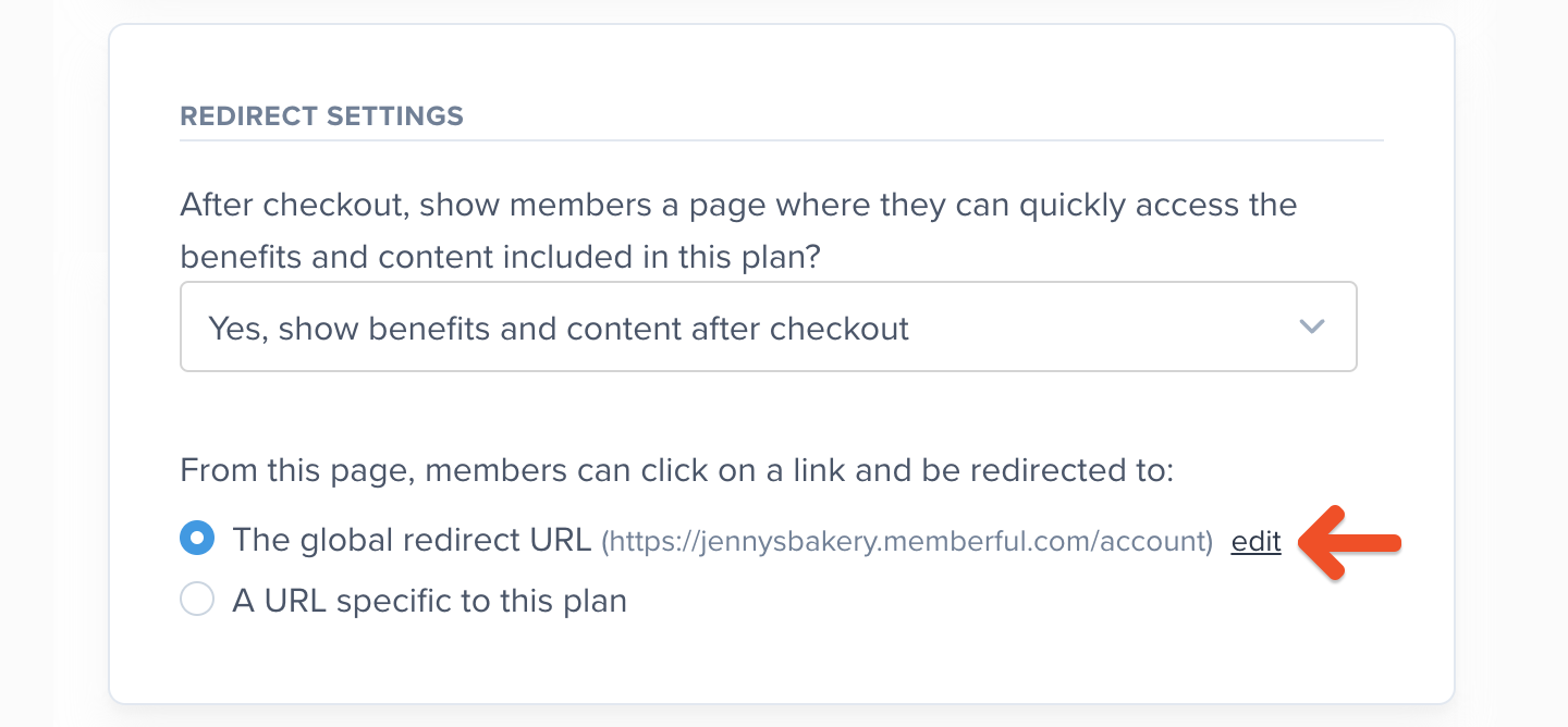 Plan Redirect Settings