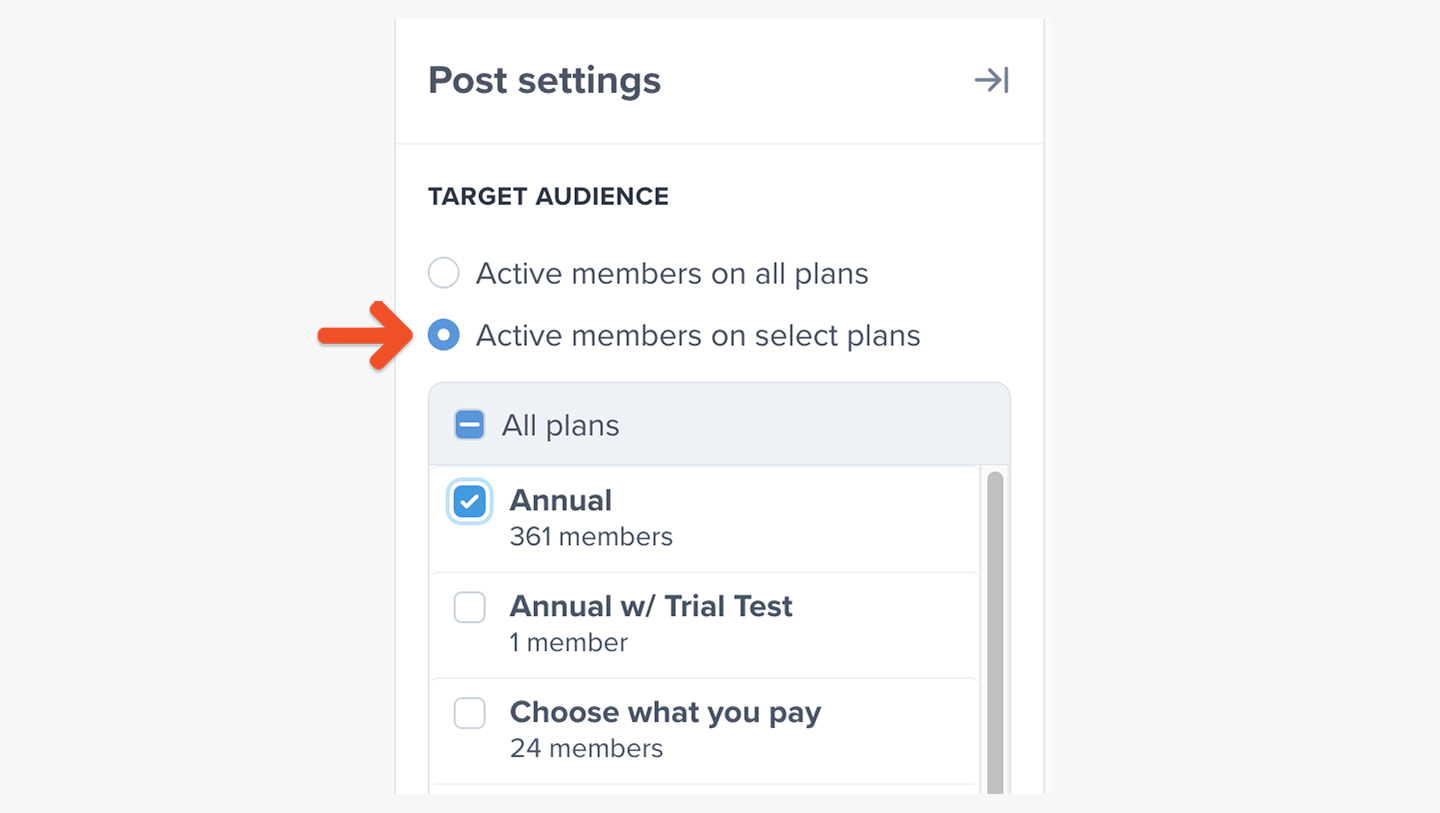 Post audience — select plans