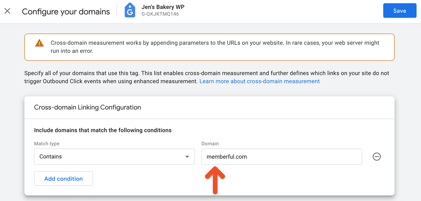 Configure cross-domain measurement