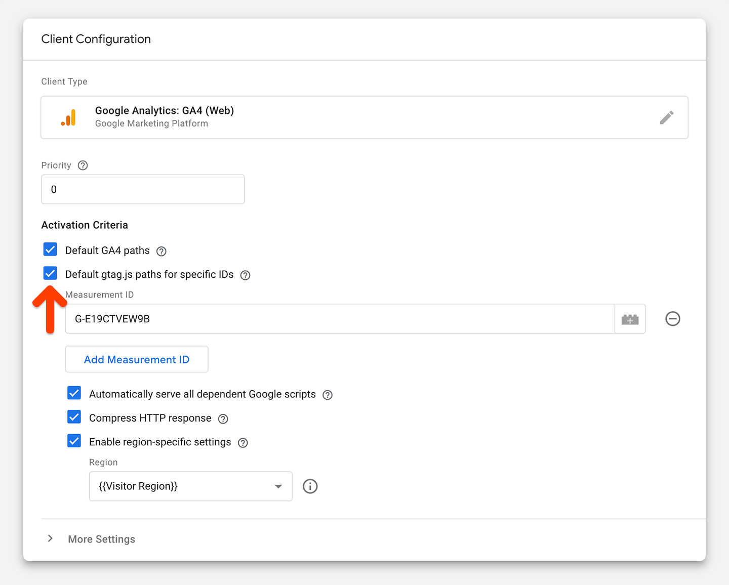 Default gtag paths for specific IDs