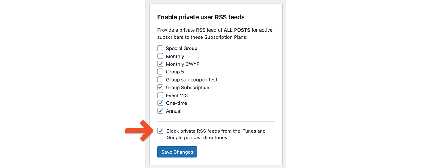 Prevent feed for being indexed