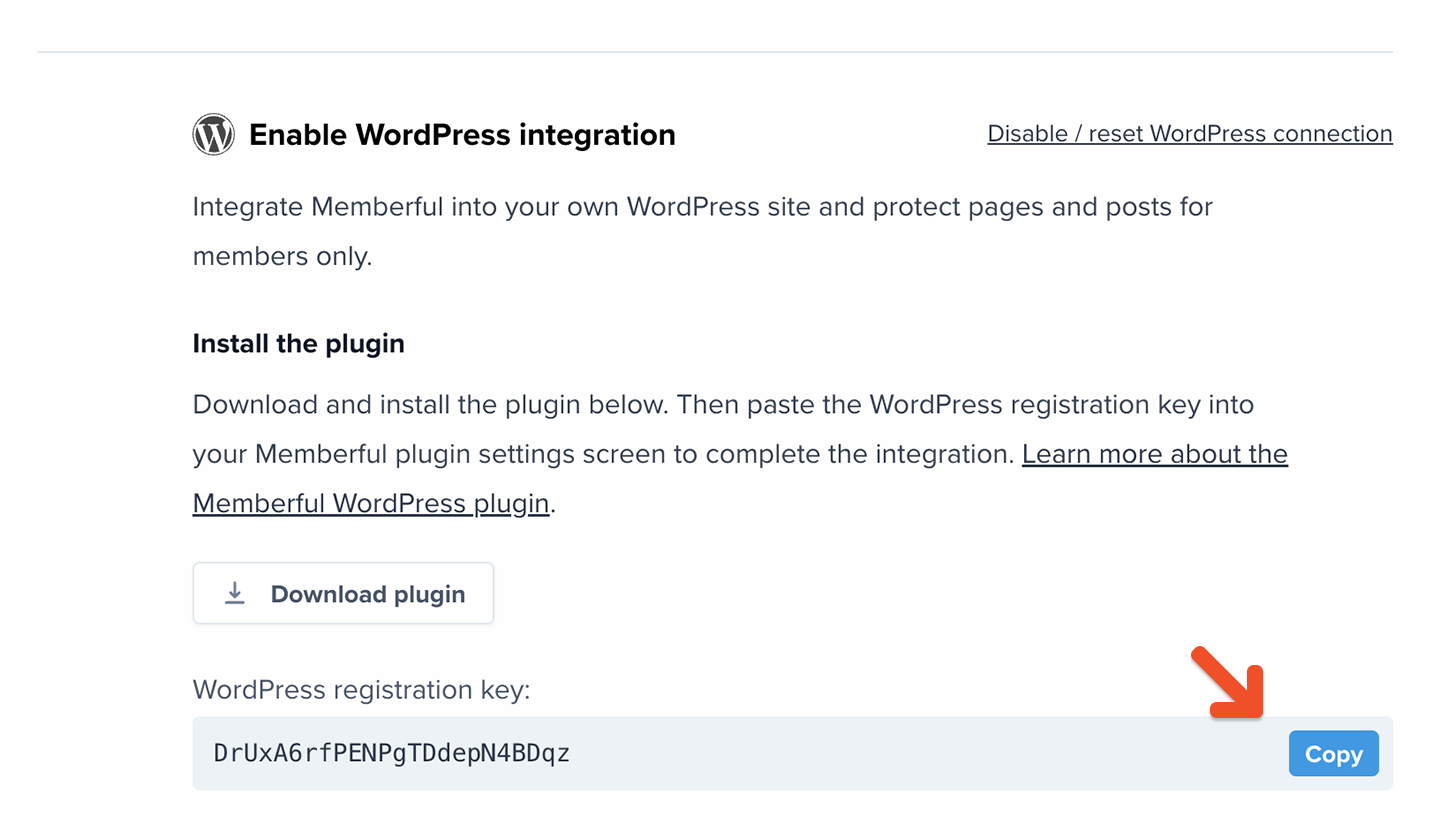 Copy registration key