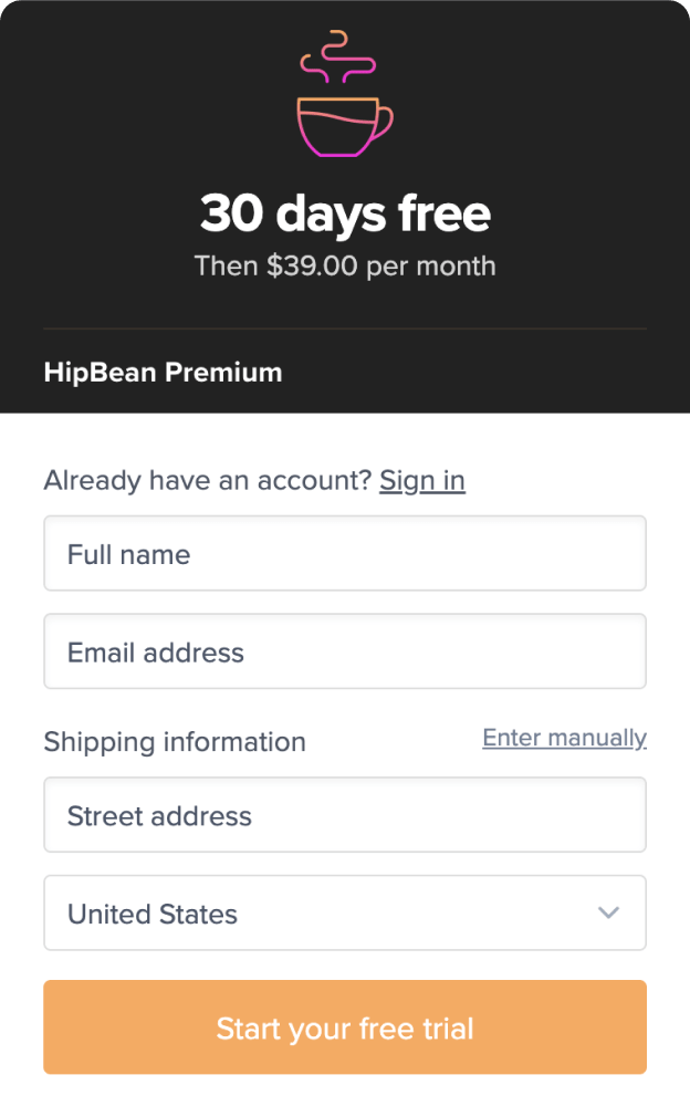 HipBean Memberful checkout form