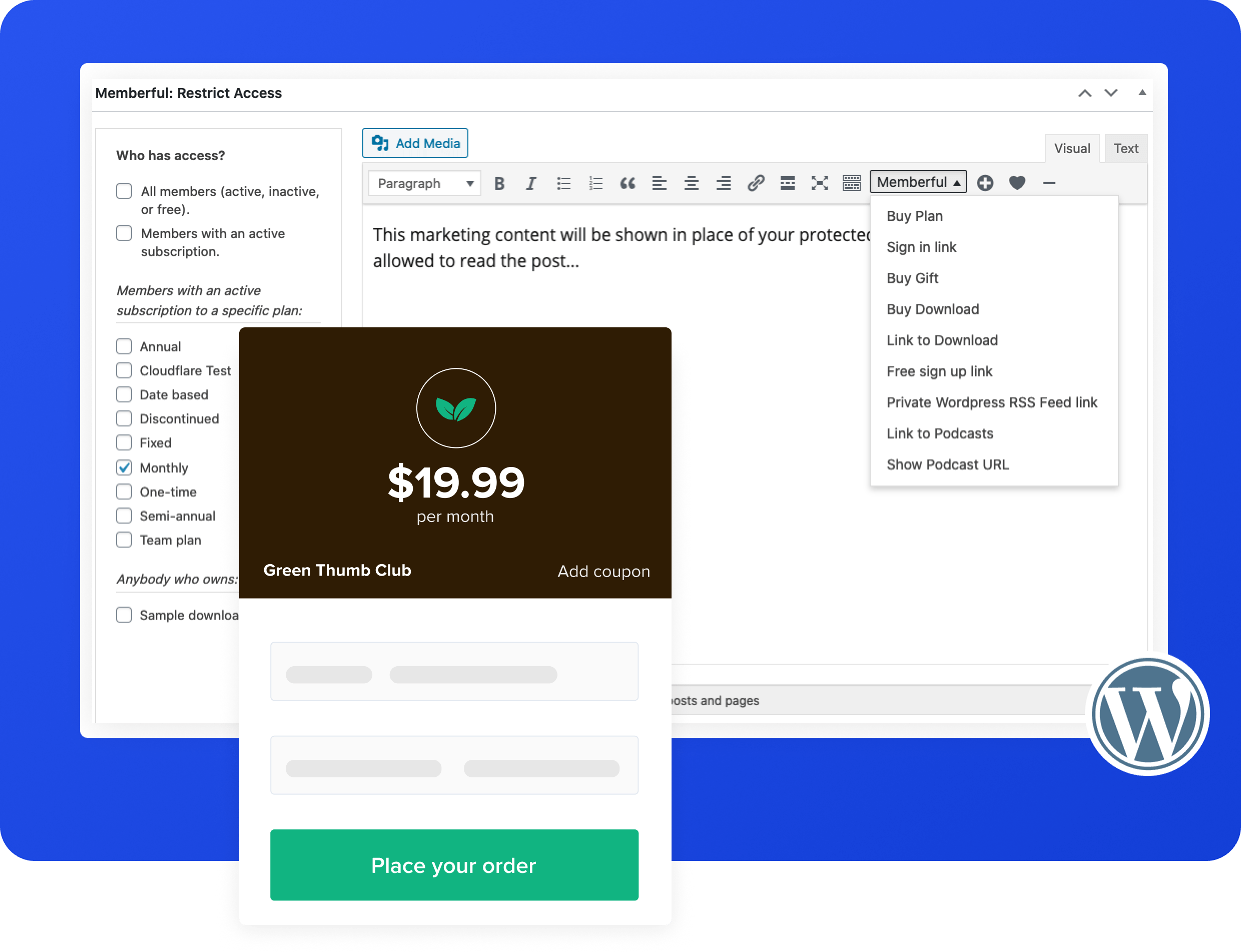 Memberful WordPress plugin screenshot
